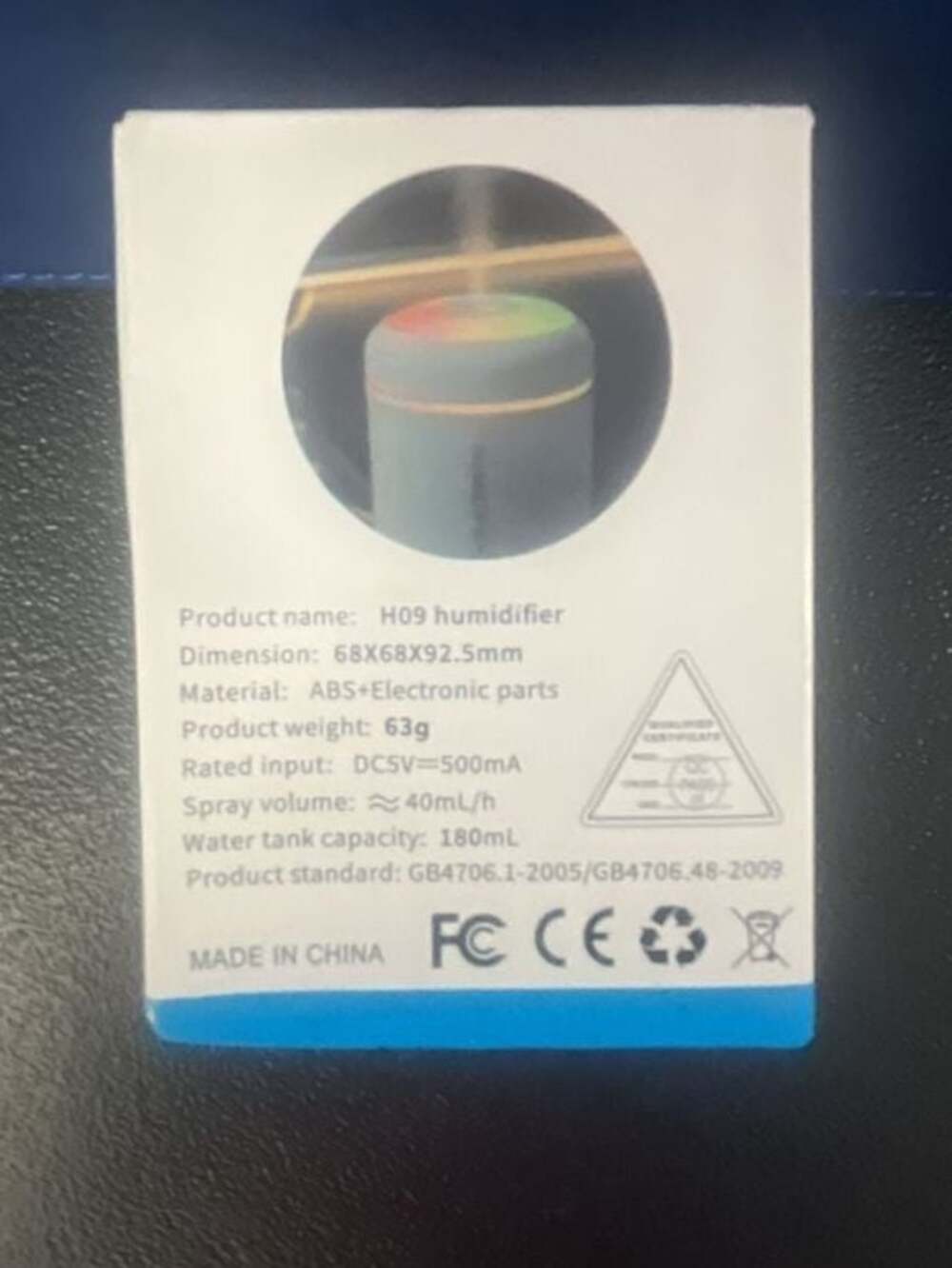 H09 Mini USB Humidifier Black 180mL - Picture 3 of 5